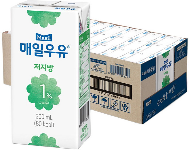매일우유 멸균 저지방 1%, 200ml, 24개