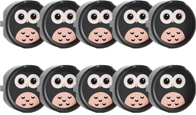 아이끌레 감전방지 실리콘 콘센트커버, 부엉이 블랙, 10개