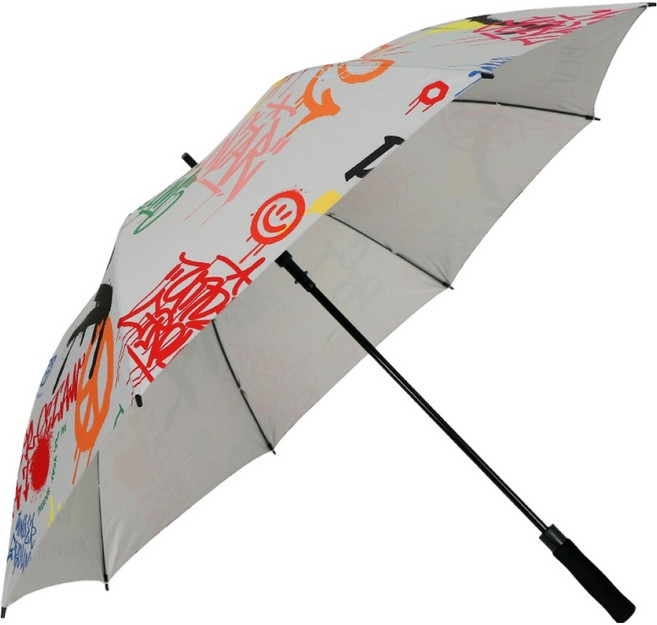 페르시안캣 그래피티 패턴 포인트 암막 골프 우산 P5FUUM01, 라이트그레이, 1개