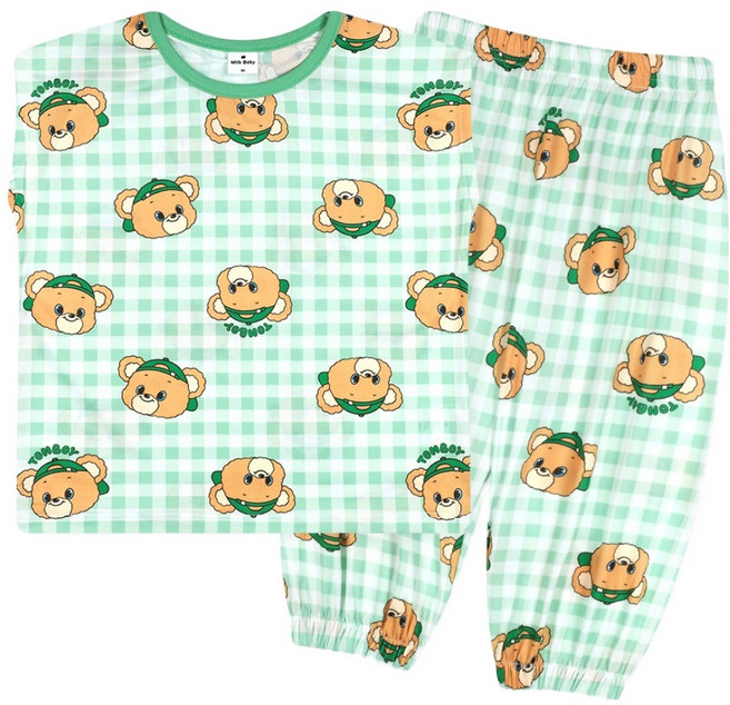 MilkBaby 아동용 테디베베캡체크 쿨링 상하 세트