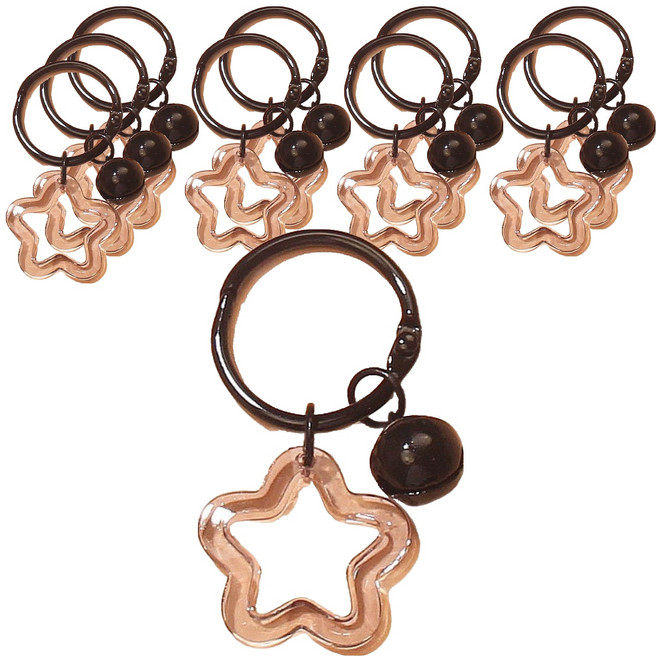 LUCY MARKET 별 & 방울 키링, 블랙, 10개