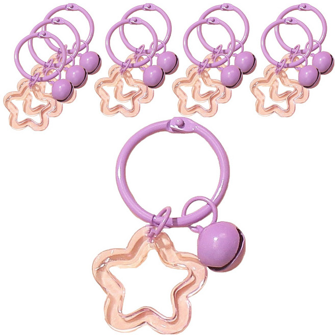 LUCY MARKET 별 & 방울 키링, 퍼플, 10개