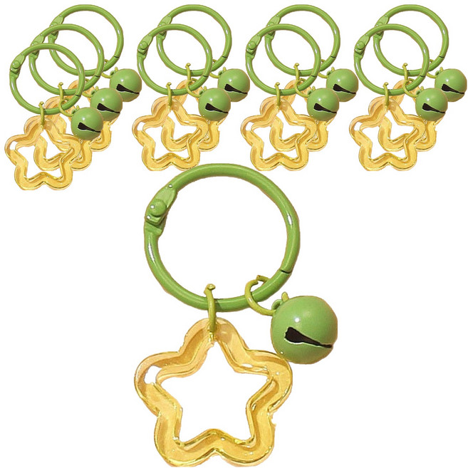 LUCY MARKET 별 & 방울 키링, 그린, 10개