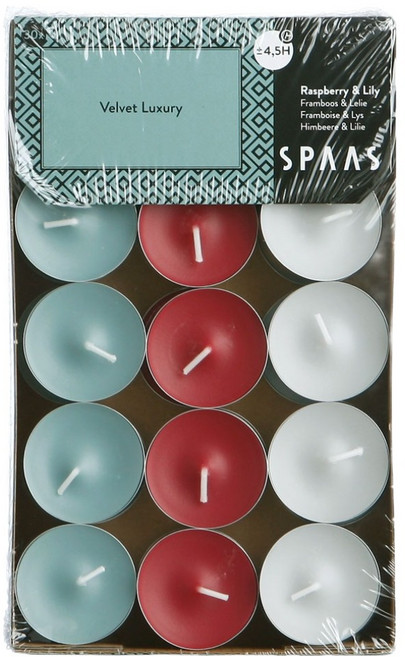 스파스 다색 종이팩 티라이트 향초, 12 벨벳 럭셔리, 30개
