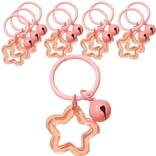 LUCY MARKET 별 & 방울 키링, 소프트핑크, 10개