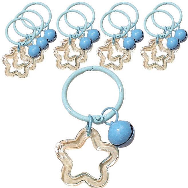 LUCY MARKET 별 & 방울 키링, 블루, 10개