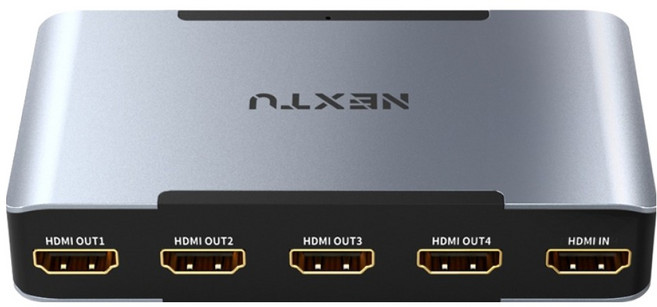 넥스트유 부요아 UHD 8K 60Hz 1:4 HDMI 2.1 EDID 분배기 4포트 아날로그 디지털 광 오디오 8332SP8K60, 메탈블랙, 1개
