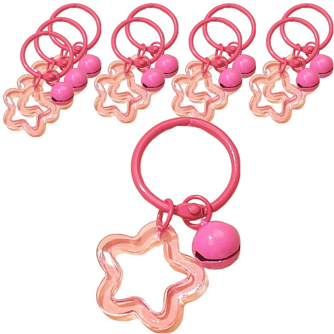 LUCY MARKET 별 & 방울 키링, 핑크, 10개