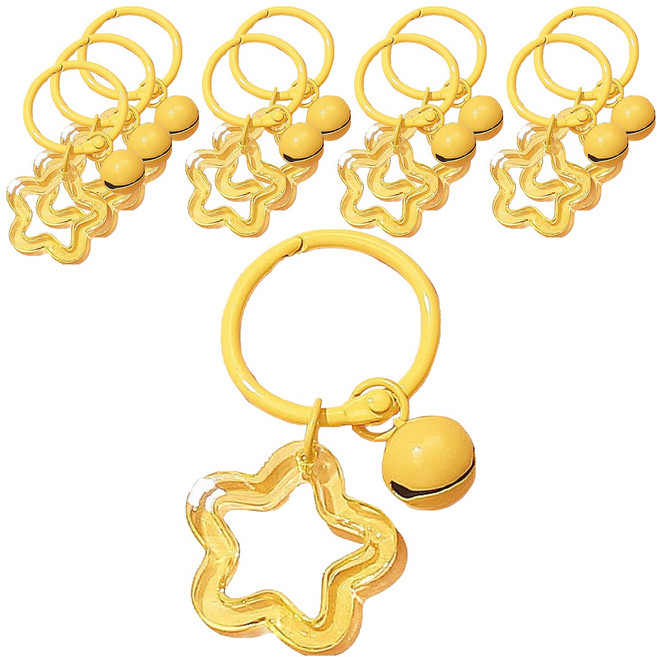 LUCY MARKET 별 & 방울 키링, 옐로우, 10개
