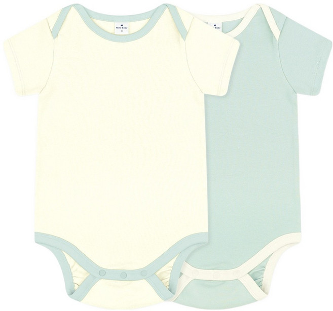 Milk Baby 嬰幼兒 Bebe 短袖連身衣 嬰兒包屁衣 2件組