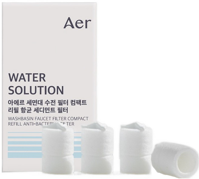 Aer 密合型迷你水龍頭過濾器替換濾芯 白色, 4個
