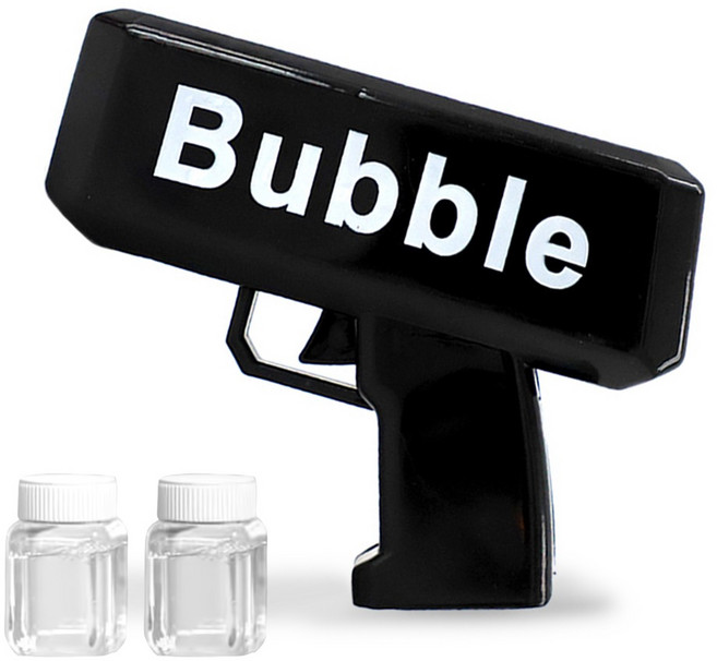 스투피드 자동 비눗방울 머니건 + 비누방울액 2p 세트, 블랙, 1세트