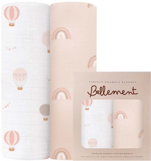 벨몽 아동용 뱀부코튼 신생아속싸개 겸 블랭킷 2종 세트