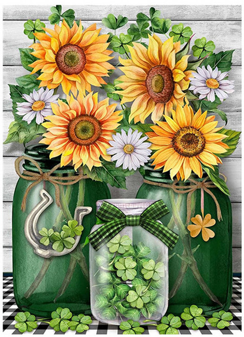 쿠미핸즈 홈인테리어 해바라기 캔버스형 보석십자수, A, 1개