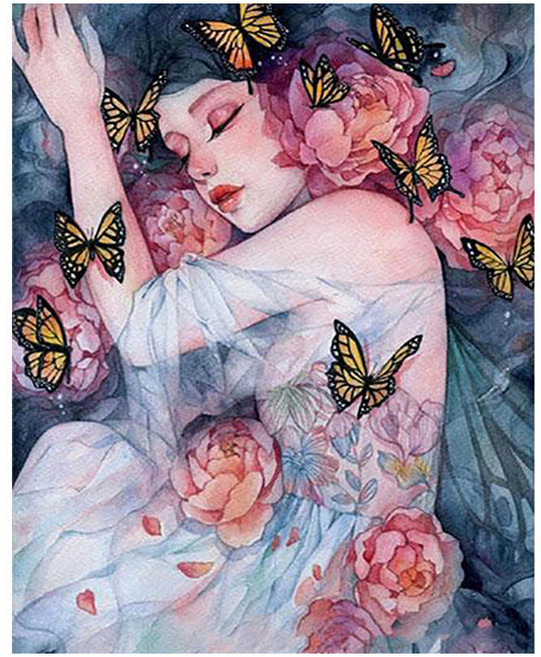 쿠미핸즈 소녀 캔버스형 보석십자수 30 x 40 cm, E, 1개