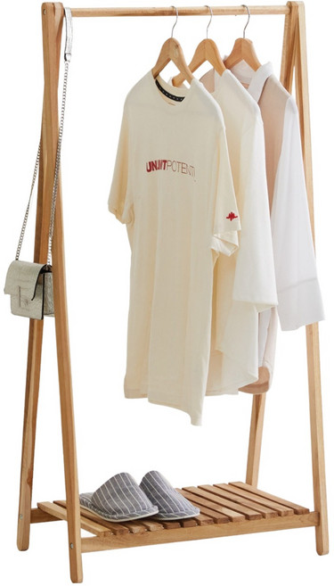 베스트리빙 원목 1단 스탠드 선반 행거, 티크