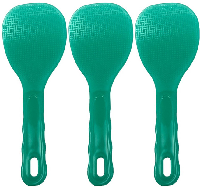 일상속반짝 국내생산 밥알이 잘 붙지 않는 엠보싱 주걱 소, 그린, 3개