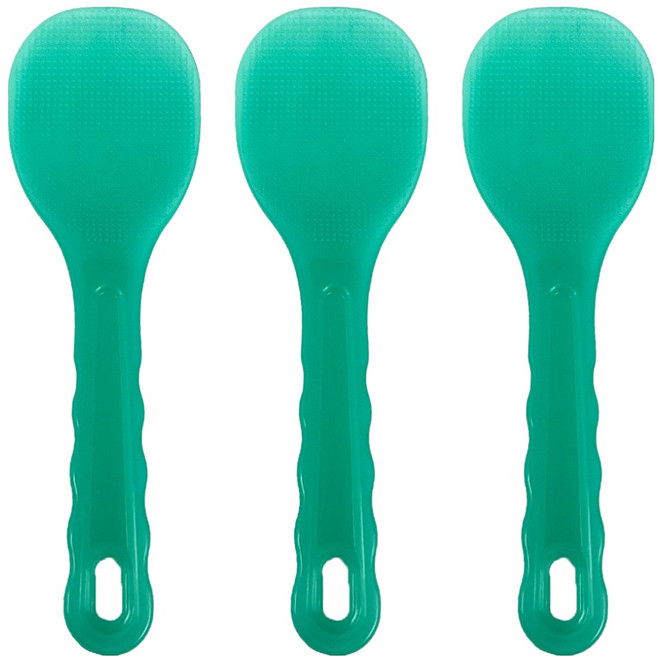 일상속반짝 국내생산 밥알이 잘 붙지 않는 엠보싱 주걱 중, 그린, 3개