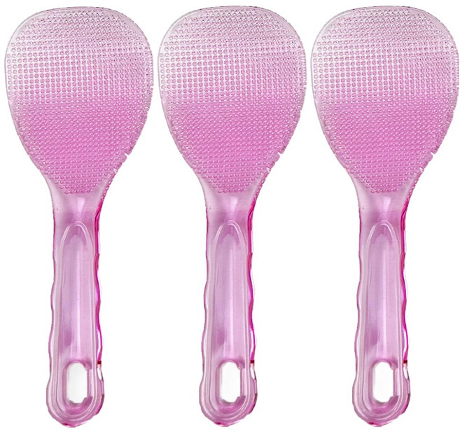 일상속반짝 국내생산 밥알이 잘 붙지 않는 엠보싱 주걱 소, 핑크, 3개