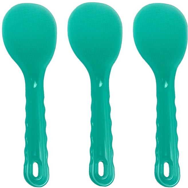 일상속반짝 국내생산 밥알이 잘 붙지 않는 엠보싱 주걱 대, 그린, 3개