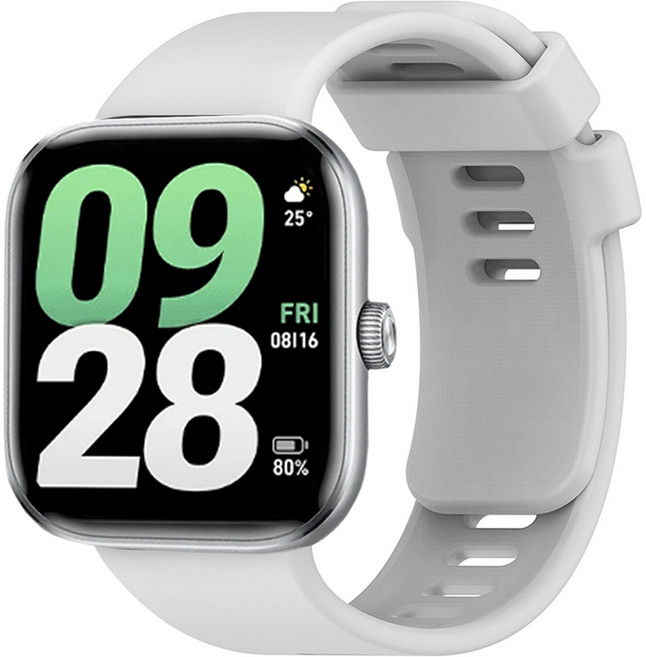 스페이스쉴드 레드미 워치 5 호환 버튼형 실리콘 스트랩, 실버, 1개