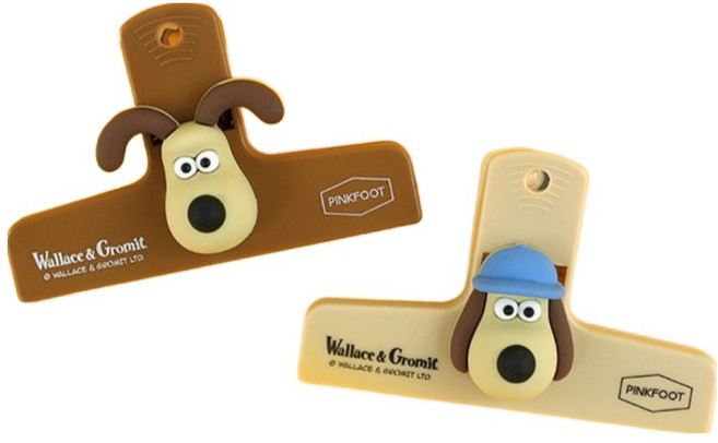 핑크풋 W 앤 G 캐릭터 집게, 베이지, 브라운, 2개