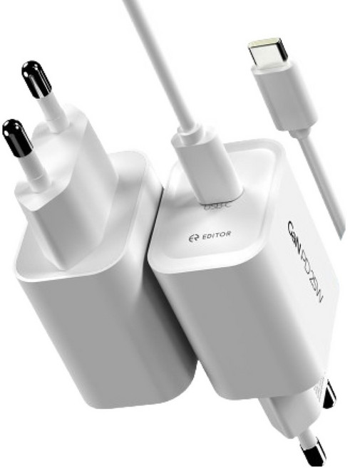 EDITOR PD 25W 아이폰 갤럭시 고속 c타입 충전기 + 케이블 세트, 1세트, 화이트