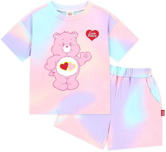 Care Bears 兒童用 Love-a-lot & Good Luck Bear 渲染短袖上下衣套裝