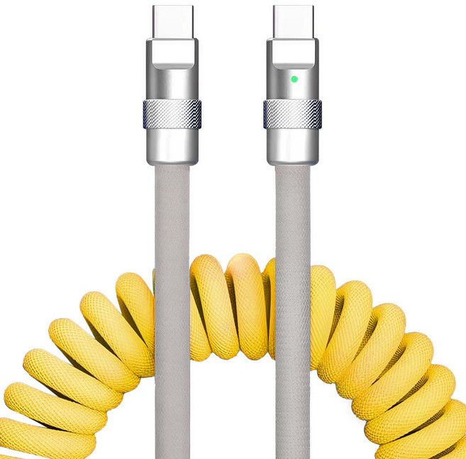 Other Us 捲線式 C-C 快速充電線, 黃色, 1個, 65cm