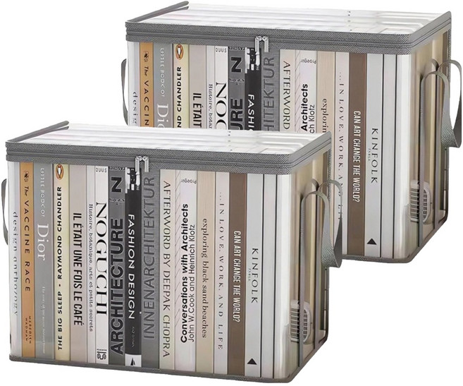 투명 다용도 책보관 리빙박스, 2개