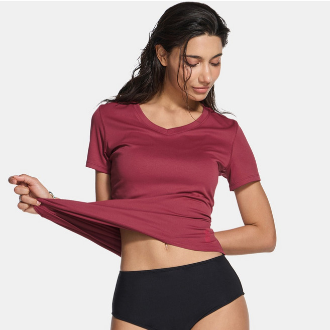 테슬라 여성용 래쉬가드 브이넥 반팔 티셔츠 TM-FSS41