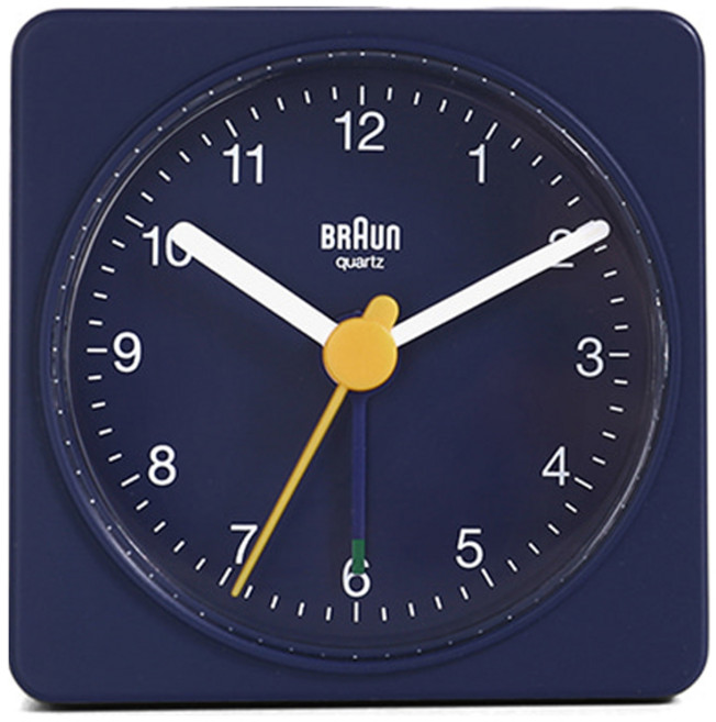 BRAUN 클래식 트래블 크레센도 알람 무소음 사각 탁상시계, 네이비