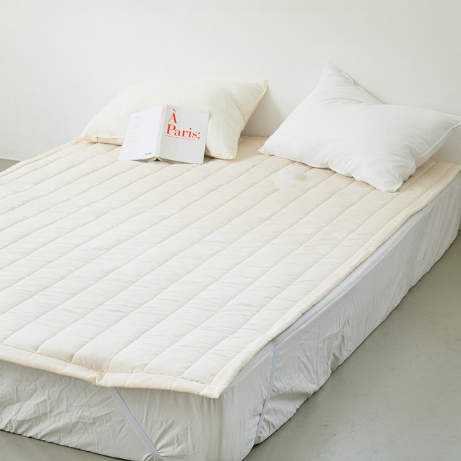 믹스앤매치 듀라론 냉감 고정밴딩 침대패드, 베이지