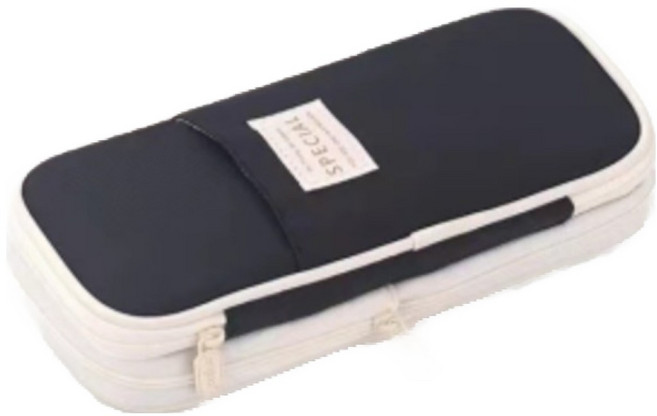 어푸 고등학생 대학생 직장인 파스텔 감성 필통, 1개, 크림블랙