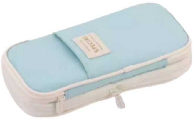 어푸 고등학생 대학생 직장인 파스텔 감성 필통, 1개, 크림블루