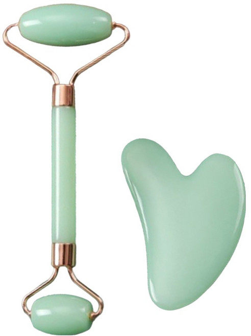 올웨일리 더블헤드 페이스 롤러 보드 + 괄사 마사지기 세트 TSP2514, 1세트, 그린