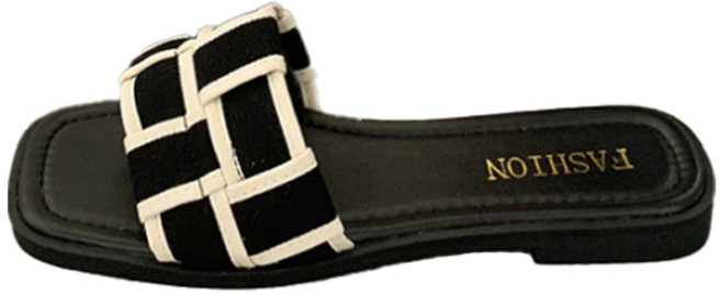 피어니스트 여성용 모티브 스퀘어 위브 플립플롭 슬리퍼