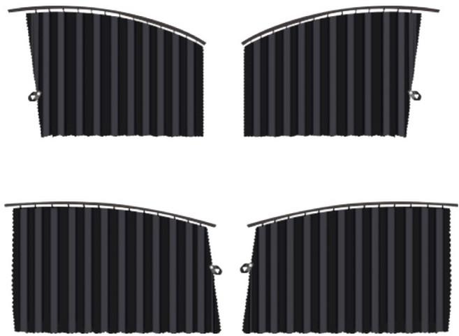 Ez2mk 썸머쿨 사이드 레일 커튼형 햇빛가리개 앞좌석 2p + 뒷좌석 2p 세트 MS-940, 블랙, 1세트