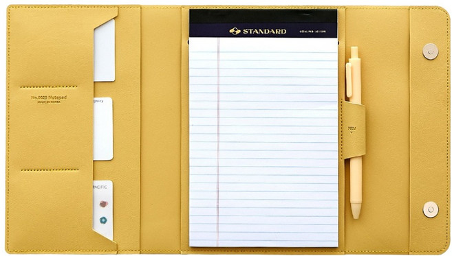 퍼니메이드 오피스 가죽 노트패드 커버 + 속지 A5 + 펜 세트, 버터 옐로우, 1세트