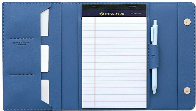 퍼니메이드 오피스 가죽 노트패드 커버 + 속지 A5 + 펜 세트, 소프트 블루, 1세트