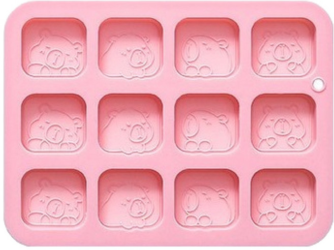 이홈베이킹 카피바라 사각 실리콘몰드 12구, 랜덤발송, 1개
