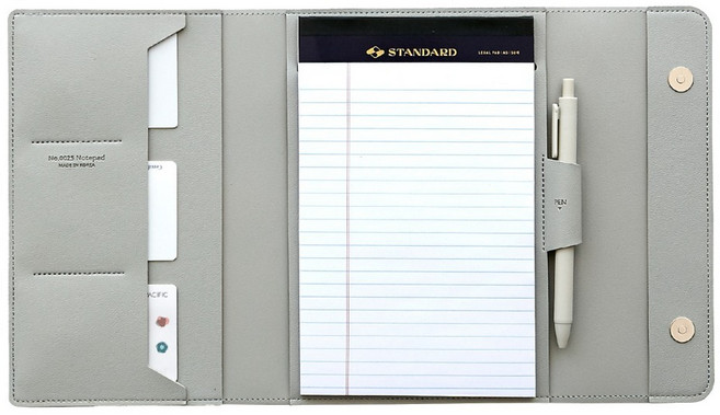 퍼니메이드 오피스 가죽 노트패드 커버 + 속지 A5 + 펜 세트, 라이트 그레이, 1세트