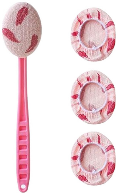 셀리빙 때타올 등밀이 + 등자루 리필 3p 세트 370 x 105 x 75 mm, 핑크, 1세트