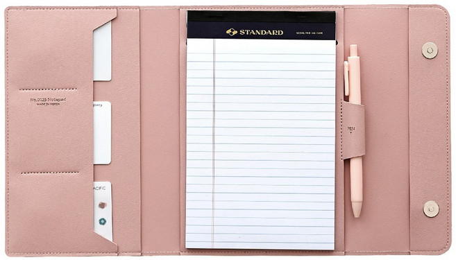 퍼니메이드 오피스 가죽 노트패드 커버 + 속지 A5 + 펜 세트, 로맨틱 핑크, 1세트