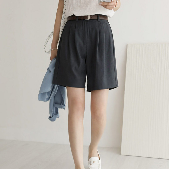 Andstyle 女款 短版/基本 褶襉 後鬆緊帶 西裝短褲 264496
