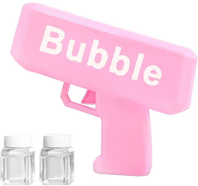 자동 비눗방울 머니건 + 비누방울액 2p 세트, 핑크, 1세트