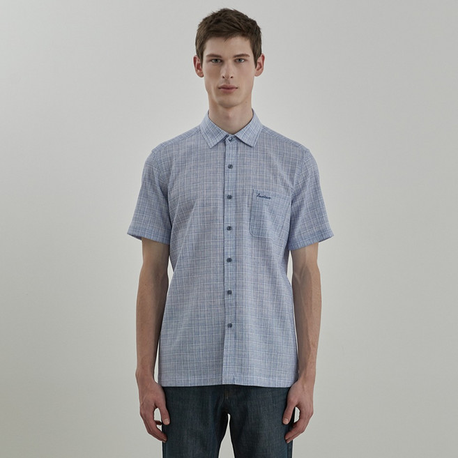 INDIAN 男士素色感細格紋襯衫 MITNS5M3351