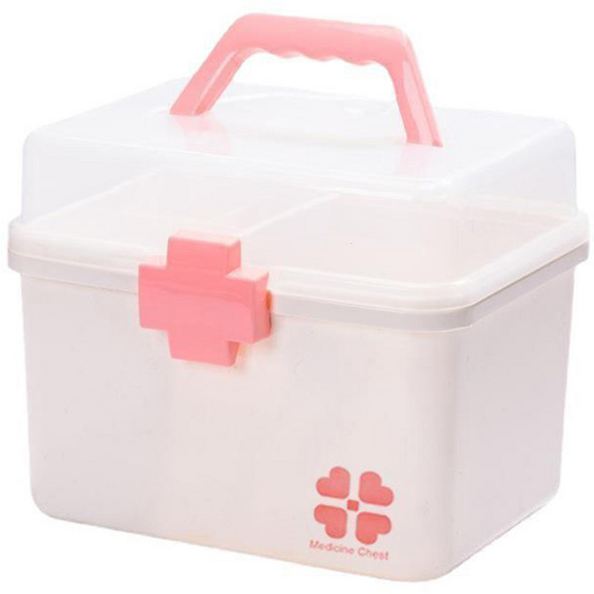 오엔리빙 가정용 2단 응급 비상약 구급상자 케이스 화이트 소형, 1개