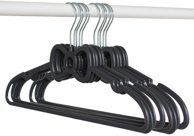 머니풀 리본 포인트 미끄럼방지 옷걸이 10p 세트, 블랙, 1세트