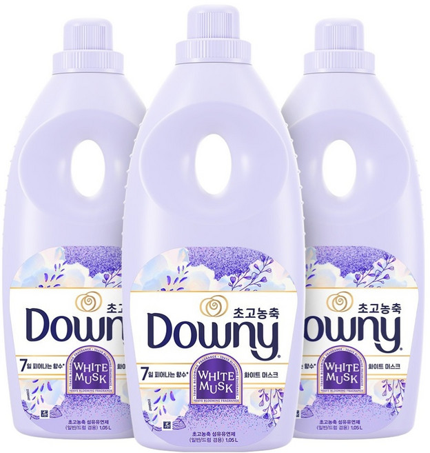 다우니 초고농축 섬유유연제 화이트 머스크 본품, 1.05L, 3개